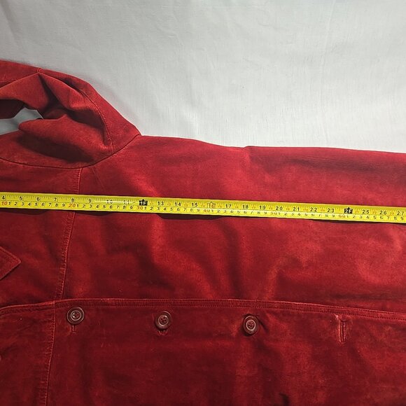 Vintage CHEROKEE Brand Suede Women Jacket Burgundy Red Washable Classic Sz L - Picture 9 of 9
